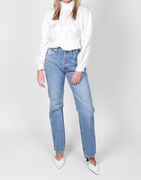Frame - Foldover Mock Neck Blouse