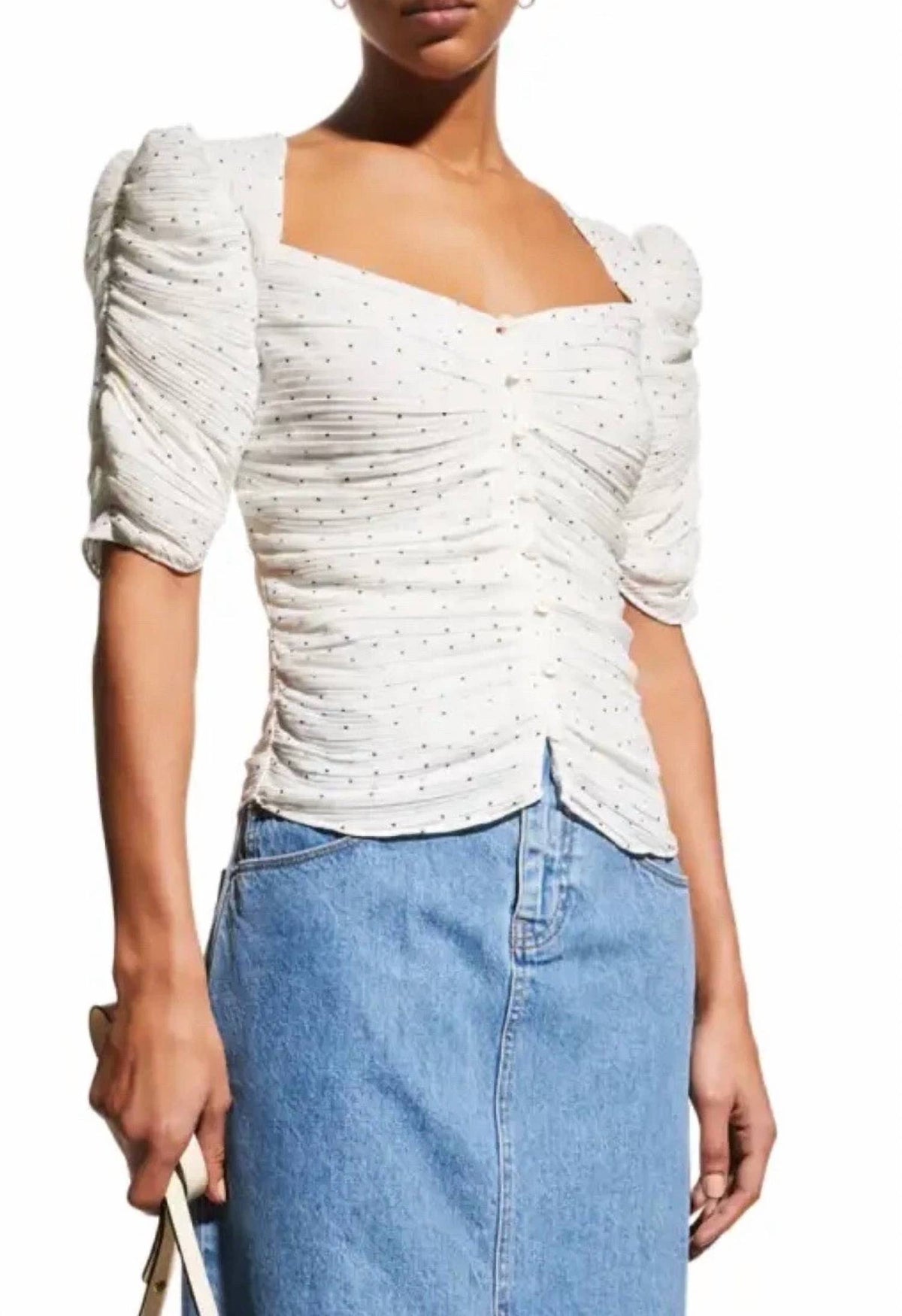 Frame - Gathered Button Front Top