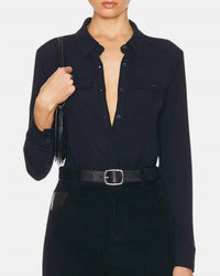 Frame - Jersey Button Up Shirt - blue - button - down - shirts - clothing