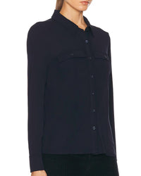 Frame - Jersey Button Up Shirt - blue - button - down - shirts - clothing