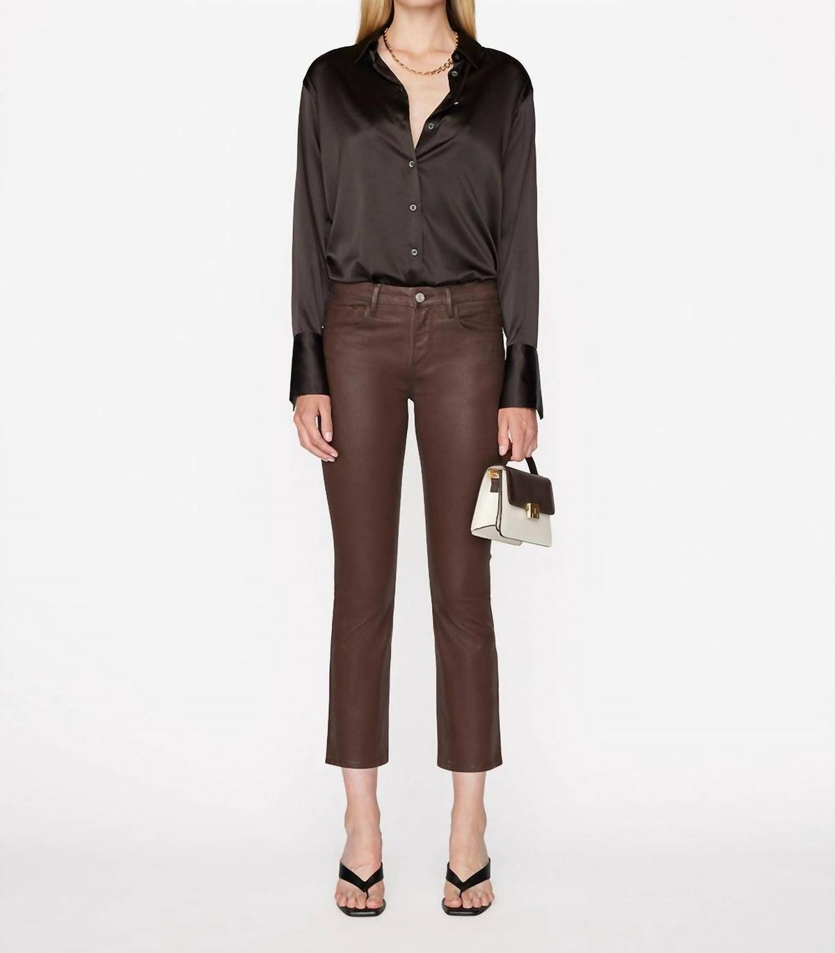 Frame - Le Crop Mini Boot Coated Jeans