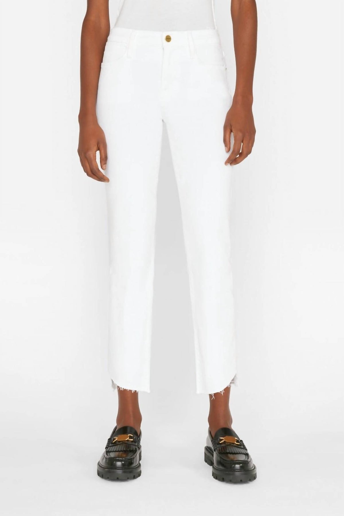 Frame - Le High Straight Cascade Raw Hem Jeans