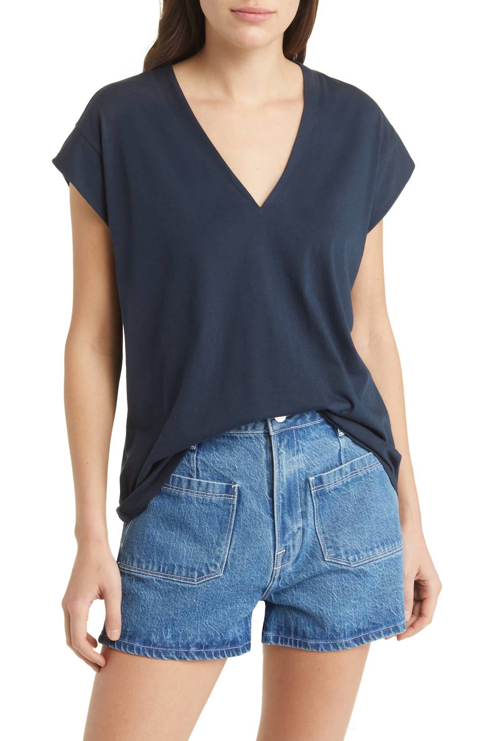 Frame - Le Mid Rise V Neck Tee