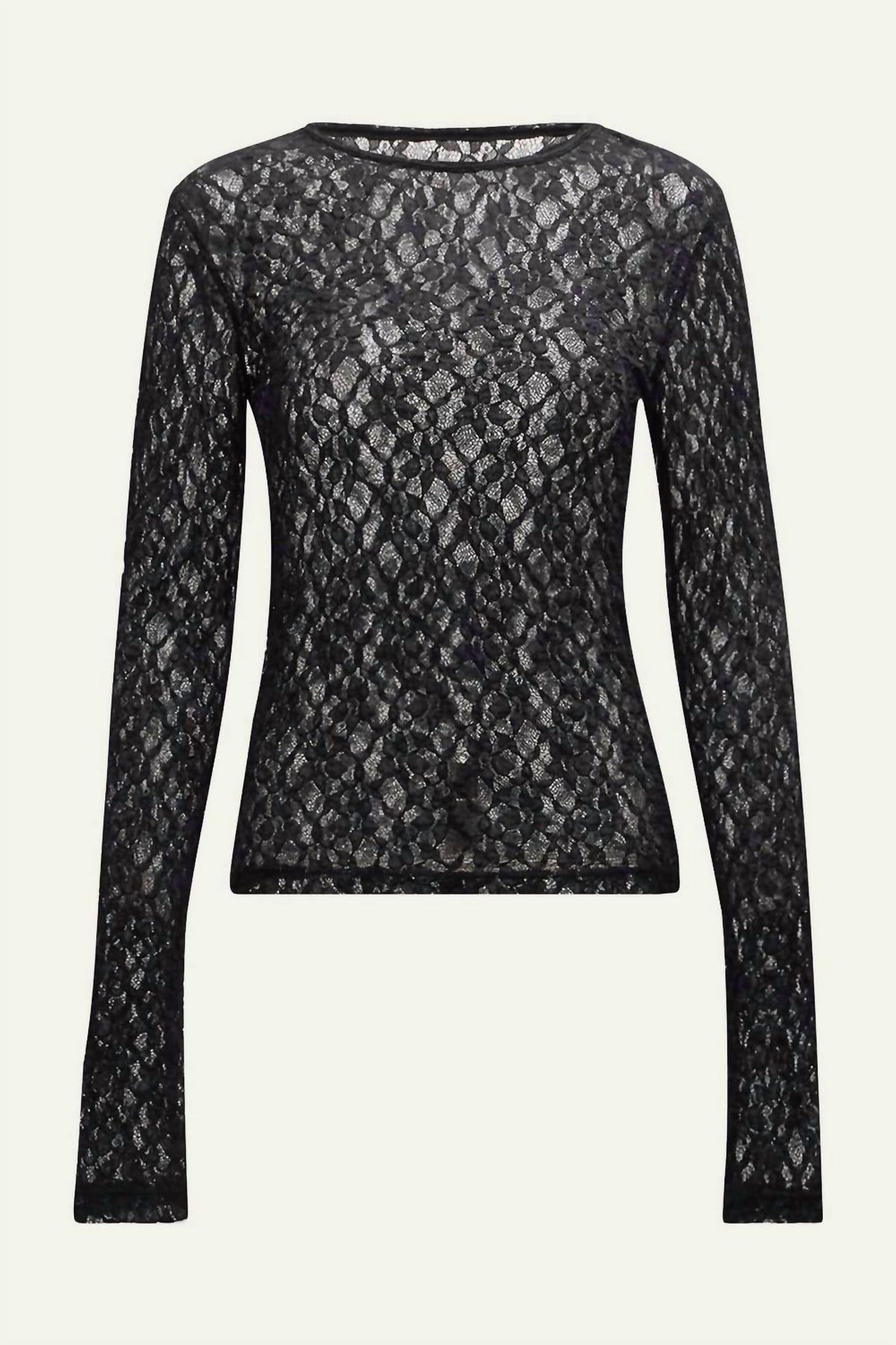 Frame - Mesh Lace Crewneck Top