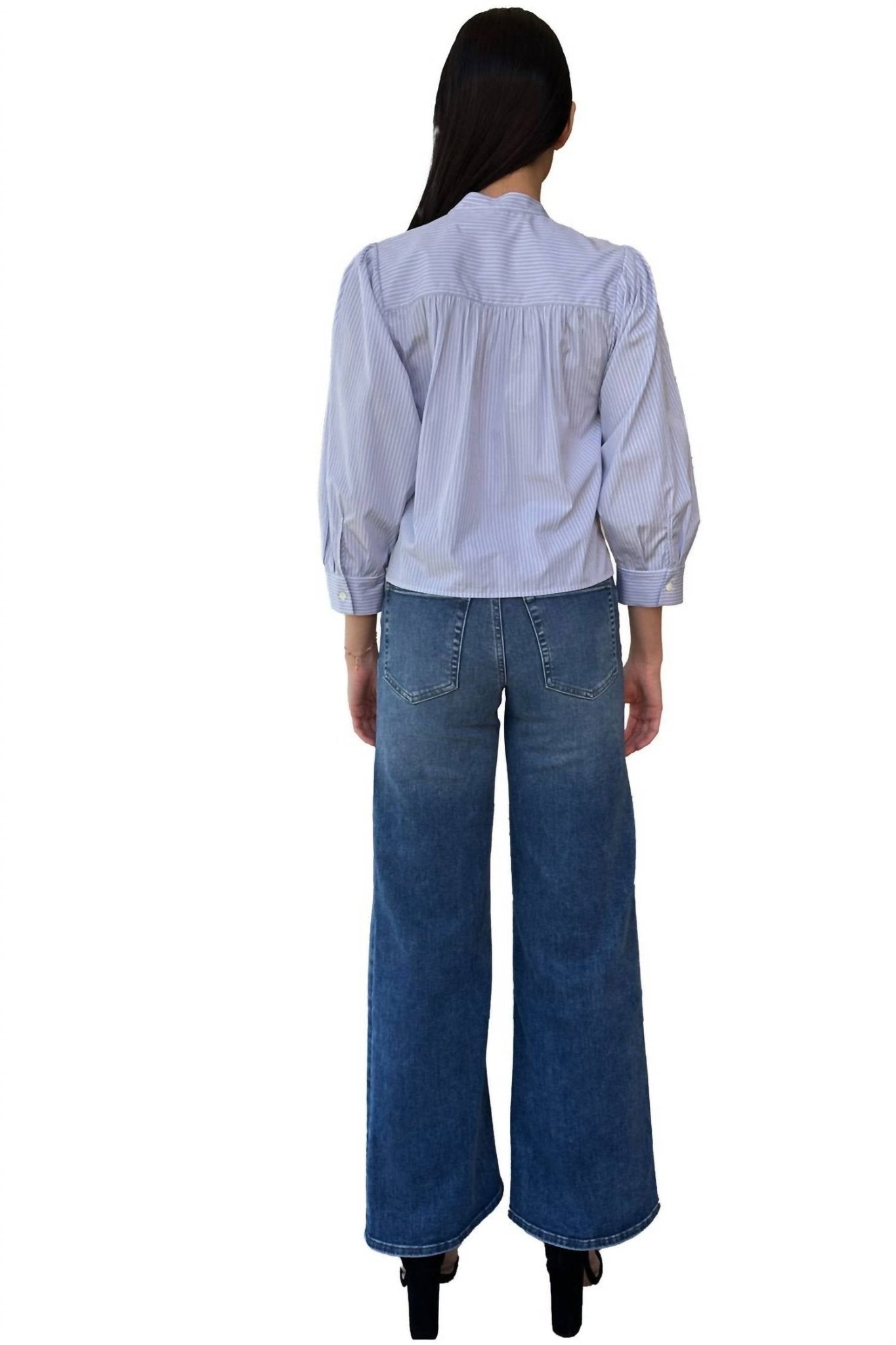 Frame - Modern Puff Sleeve Top - blouses - blue - clothing