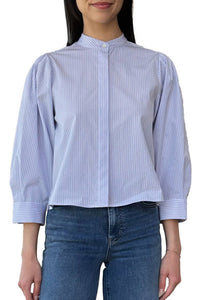 Frame - Modern Puff Sleeve Top - blouses - blue - clothing