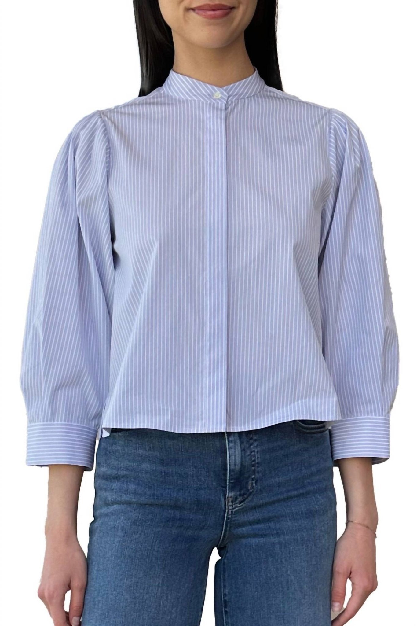 Frame - Modern Puff Sleeve Top - blouses - blue - clothing