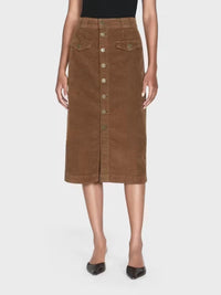 Frame - Penelope Midi Skirt - brown - clothing - cotton