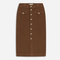 Frame - Penelope Midi Skirt - brown - clothing - cotton