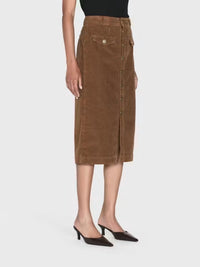 Frame - Penelope Midi Skirt - brown - clothing - cotton
