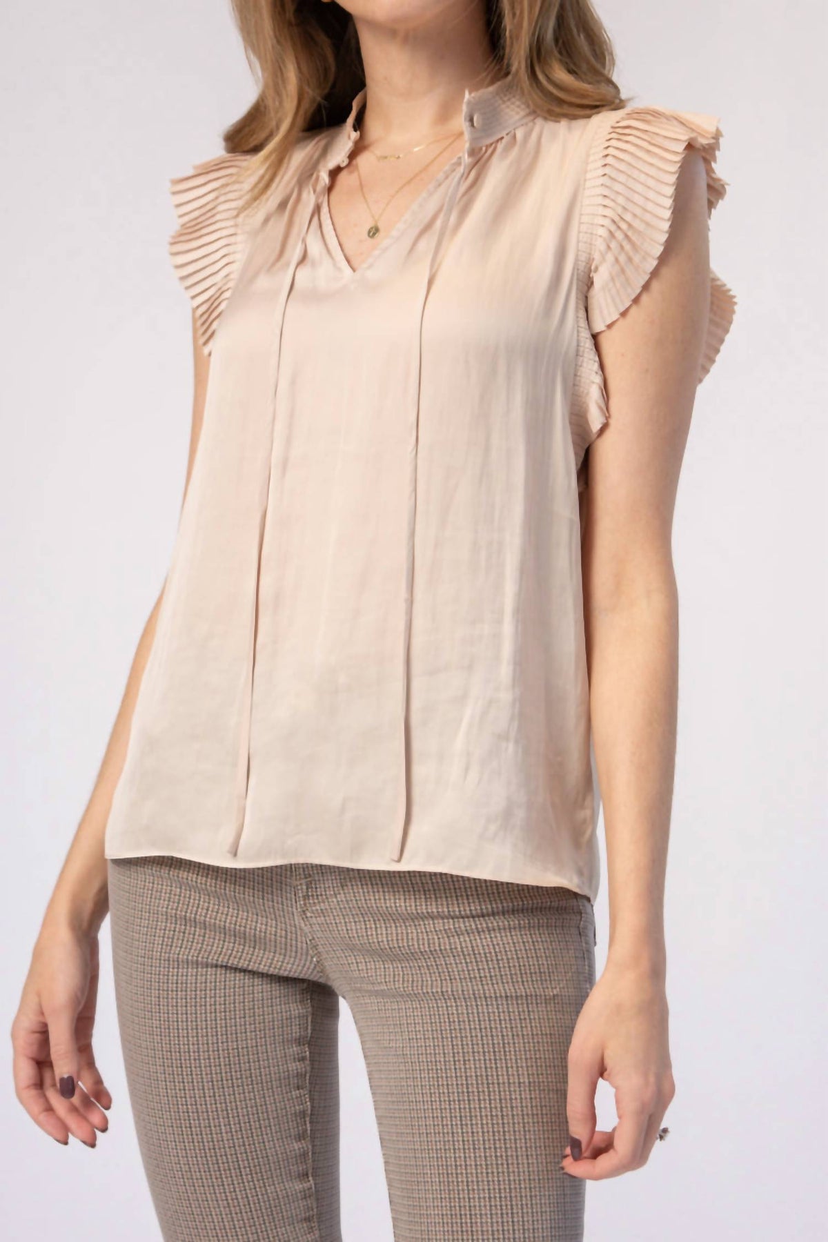 Frame - Pleated Keyhole Blouse