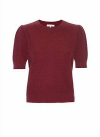 Frame - Pointelle Puff Sleeve Round Neck Sweater