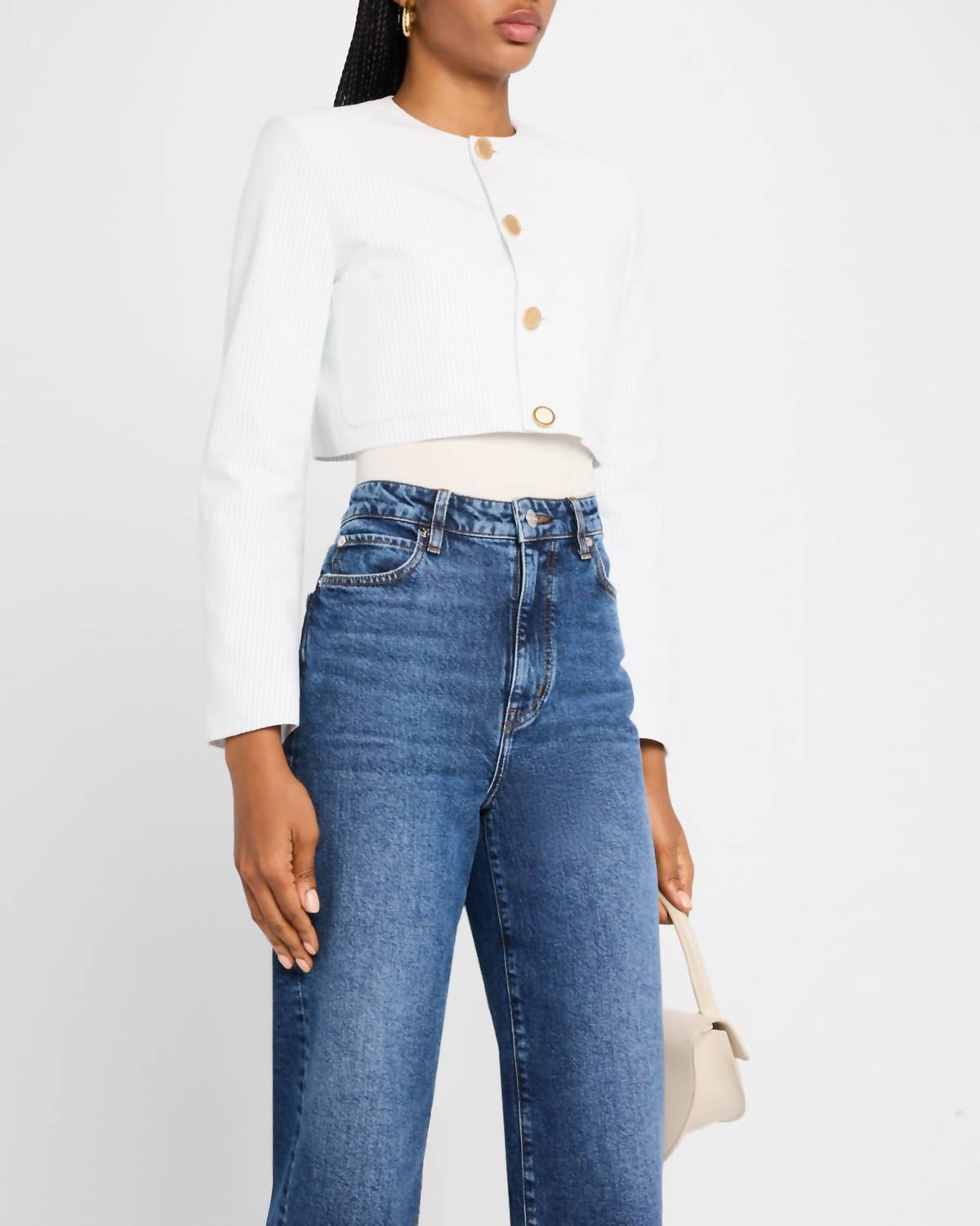 Frame - Seersucker Cropped Jacket - casual - jacket - clothing - cotton - blend