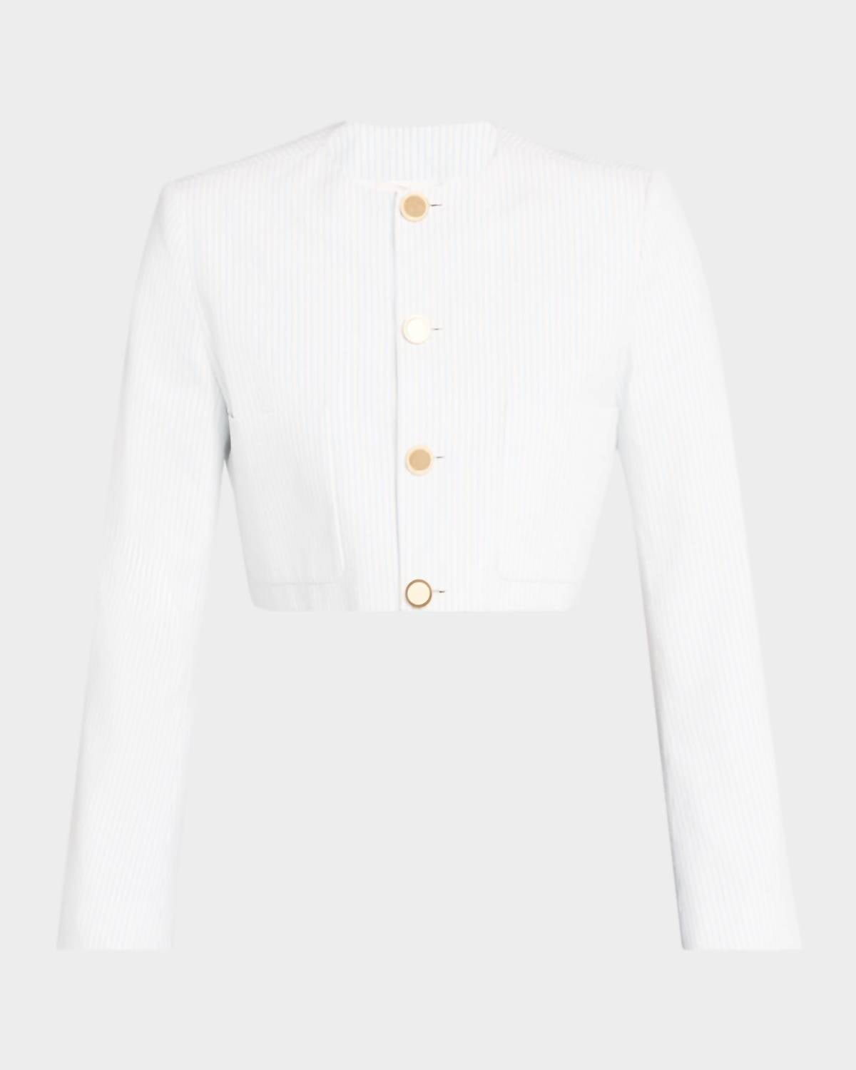 Frame - Seersucker Cropped Jacket - casual - jacket - clothing - cotton - blend