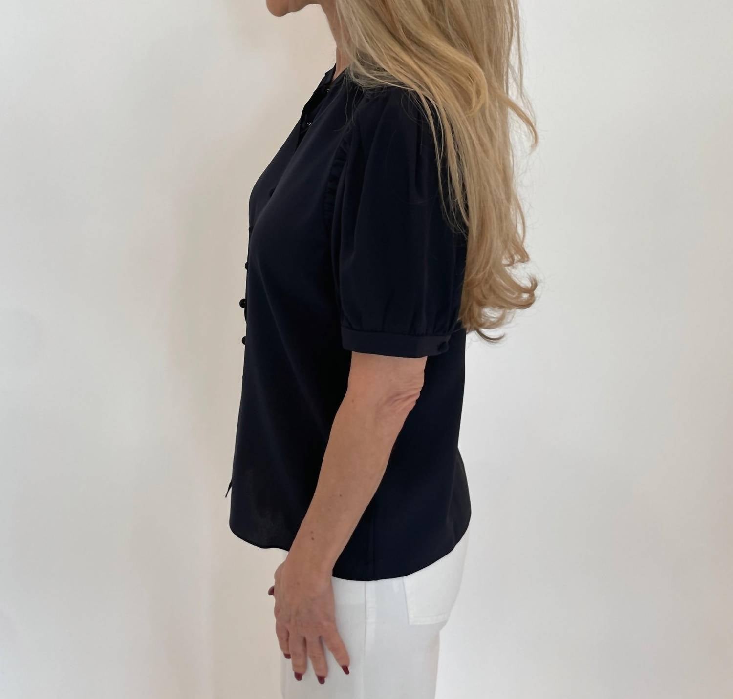 Frame - Silk Gathered Top - blouses - blue - clothing