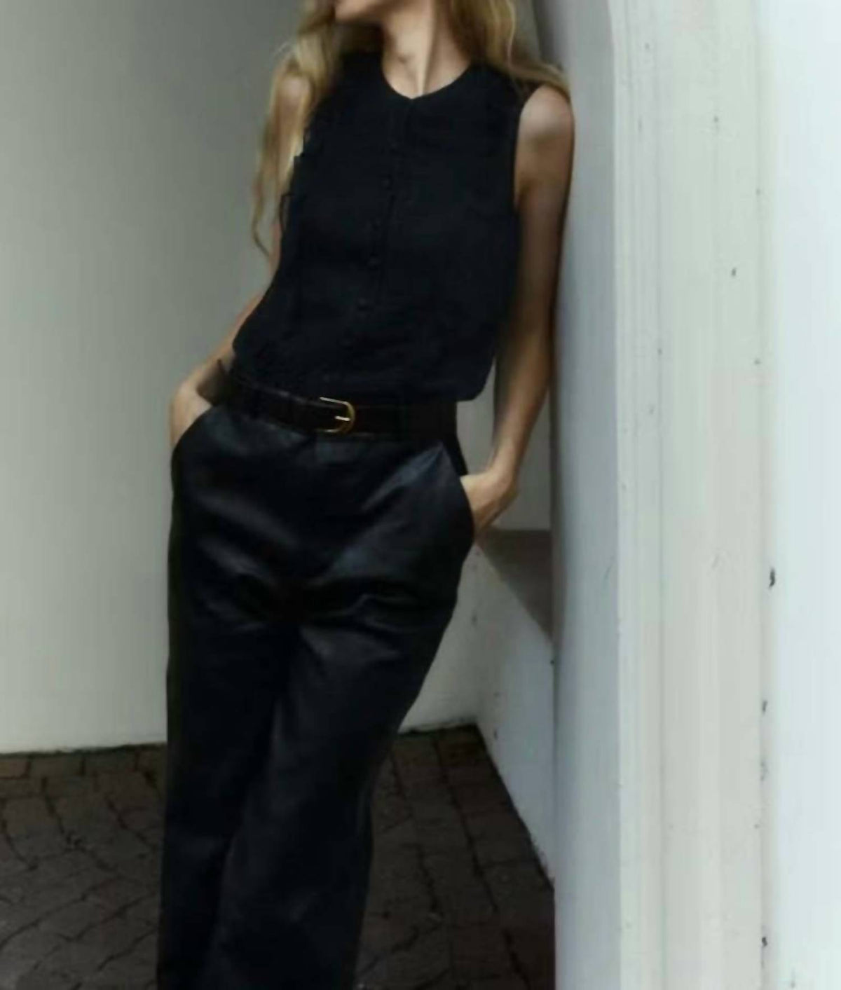 Frame - Sleeveless Ruffle Trim Blouse