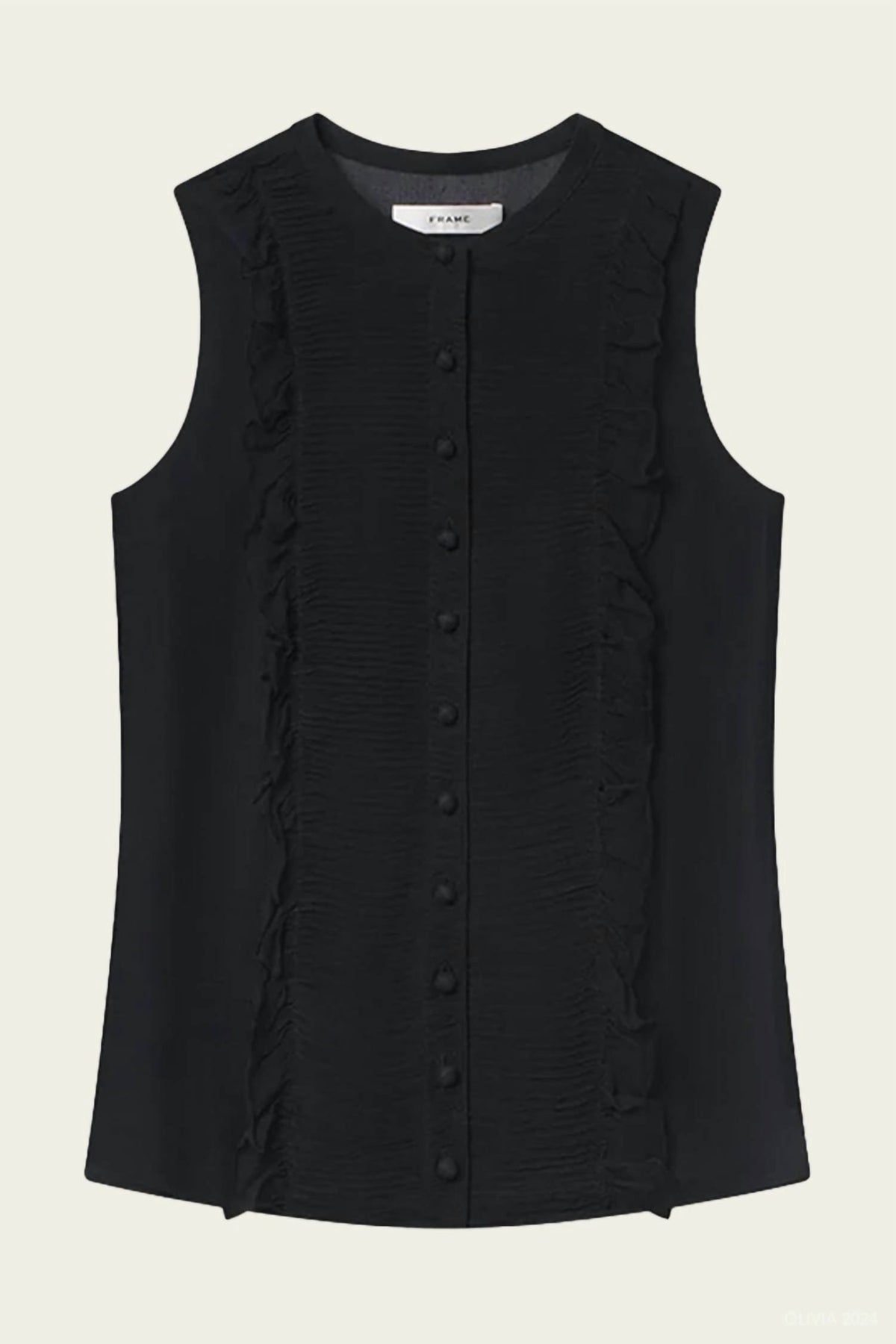 Frame - Sleeveless Ruffle Trim Blouse