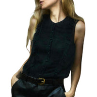 Frame - Sleeveless Ruffle Trim Blouse