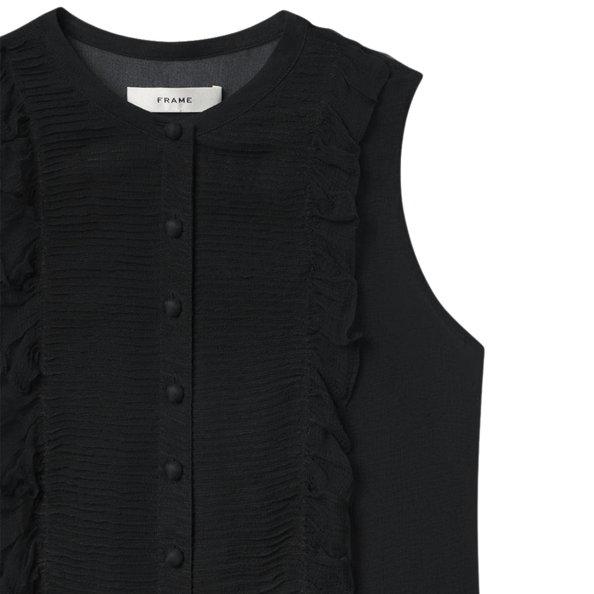 Frame - Sleeveless Ruffle Trim Blouse