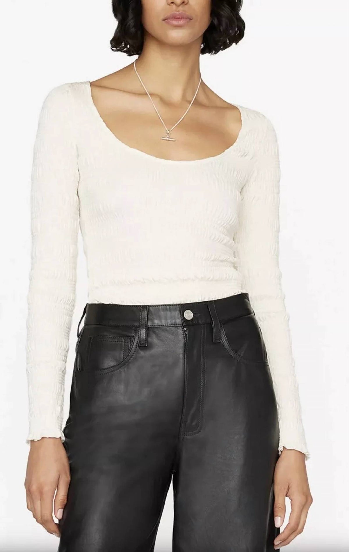 Frame - Smocked Long Sleeve Knit Top
