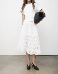 Frame - Solstice Eyelet Midi Skirt