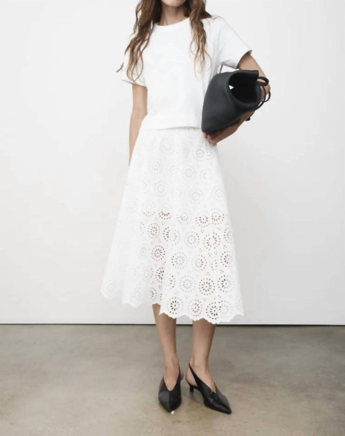 Frame - Solstice Eyelet Midi Skirt