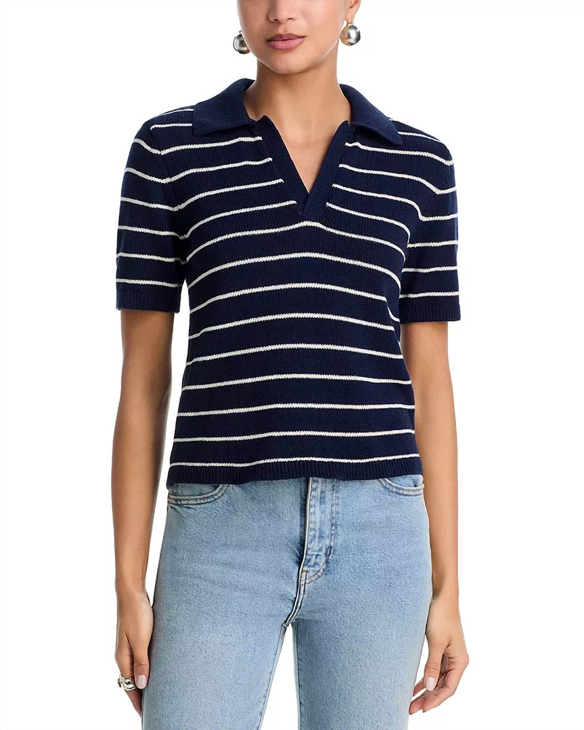Frame - Striped Easy Polo Top