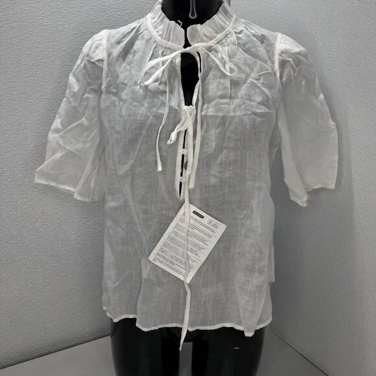 Frame - Tie Neck Ruffle Popover Blouse