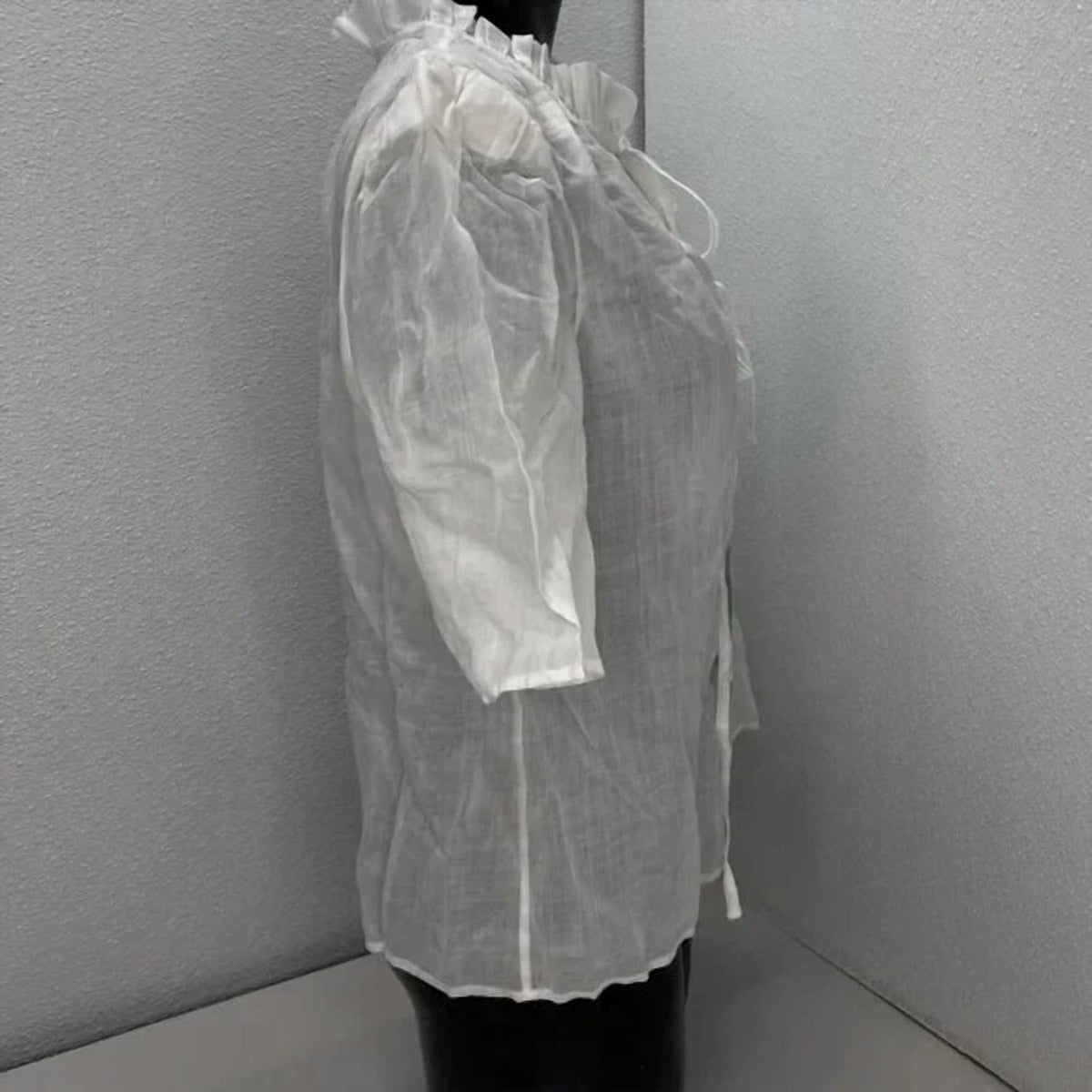 Frame - Tie Neck Ruffle Popover Blouse