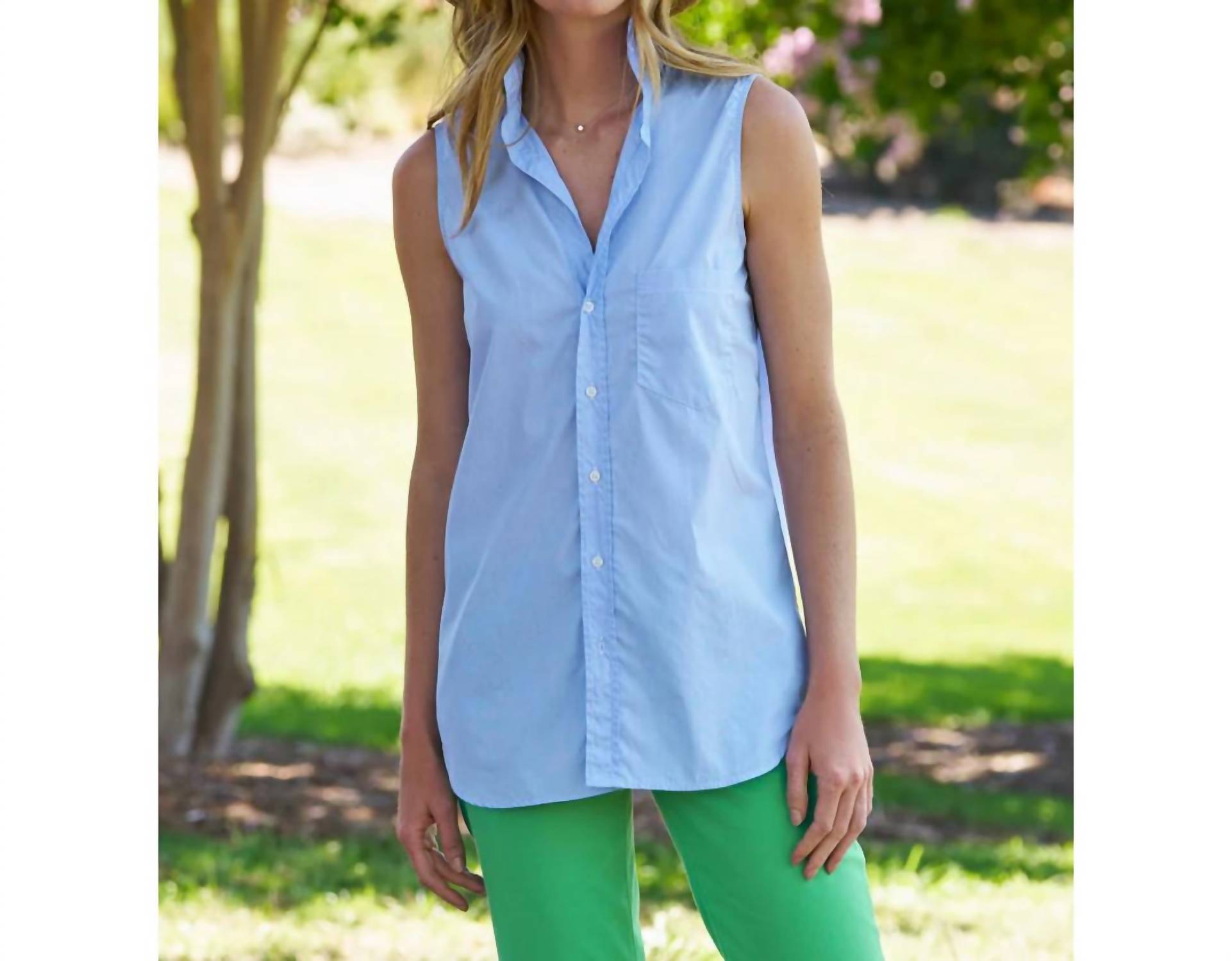Frank & Eileen - Finley Sleeveless Shirt - blouses - blue - clothing