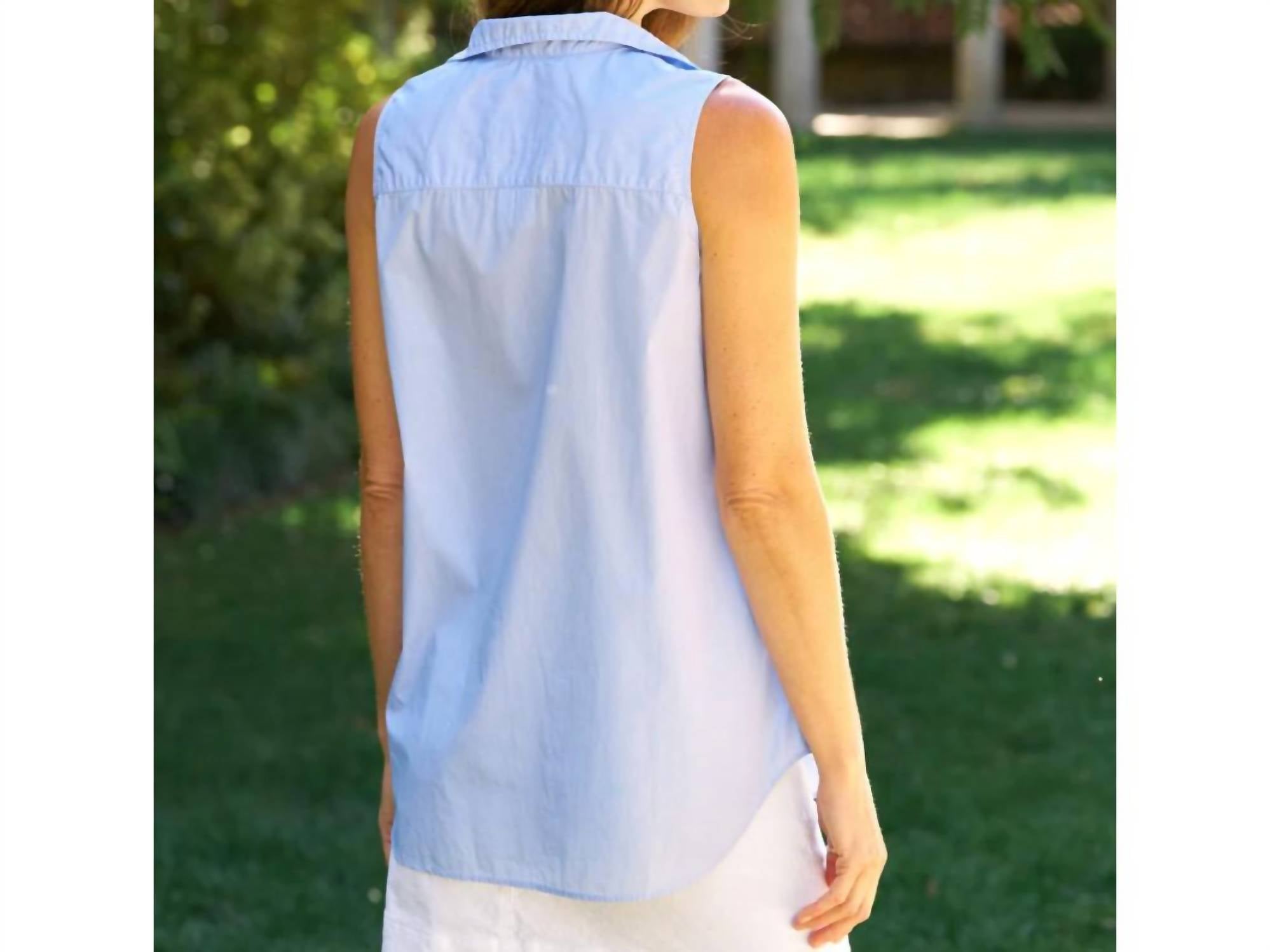 Frank & Eileen - Finley Sleeveless Shirt - blouses - blue - clothing