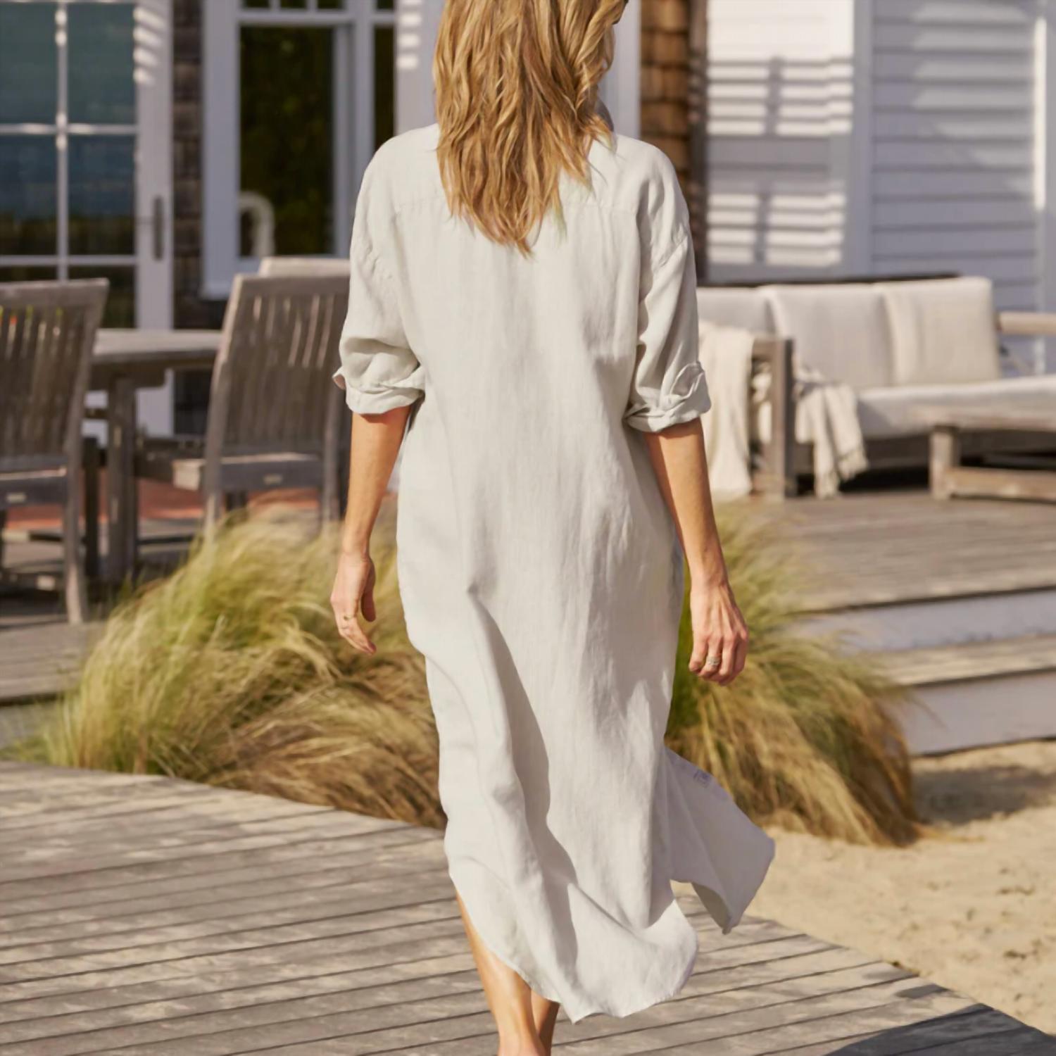 Frank & Eileen - Megan One - size Maxi Shirtdress - beige - clothing - dresses