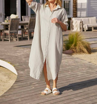 Frank & Eileen - Megan One - size Maxi Shirtdress - beige - clothing - dresses