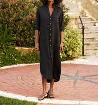 Frank & Eileen - Rory Maxi Shirt Dress - black - clothing - dresses