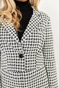 Frank Lyman - Cropped Houndstooth Knit Jacket