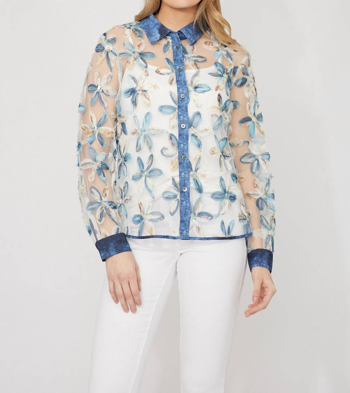 Frank Lyman - Floral Puff-sleeve Blouse