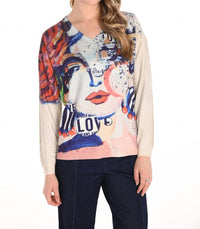 Frank Lyman - Graphic Media Knit Pull Over Top