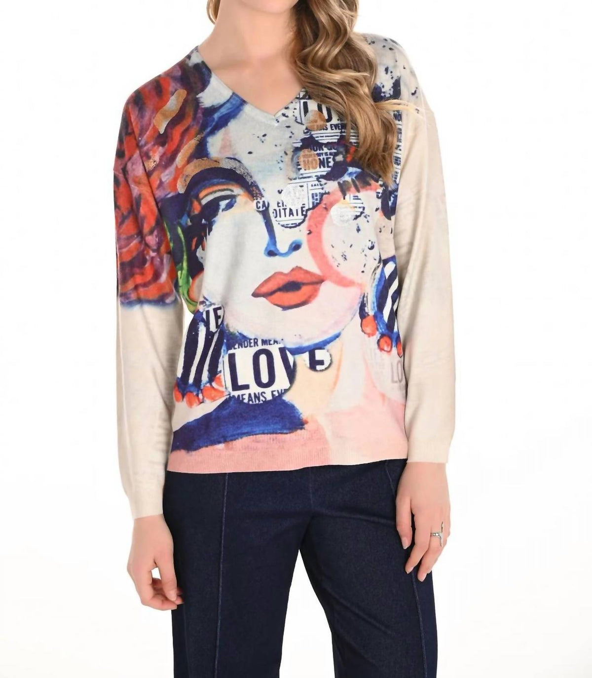 Frank Lyman - Graphic Media Knit Pull Over Top