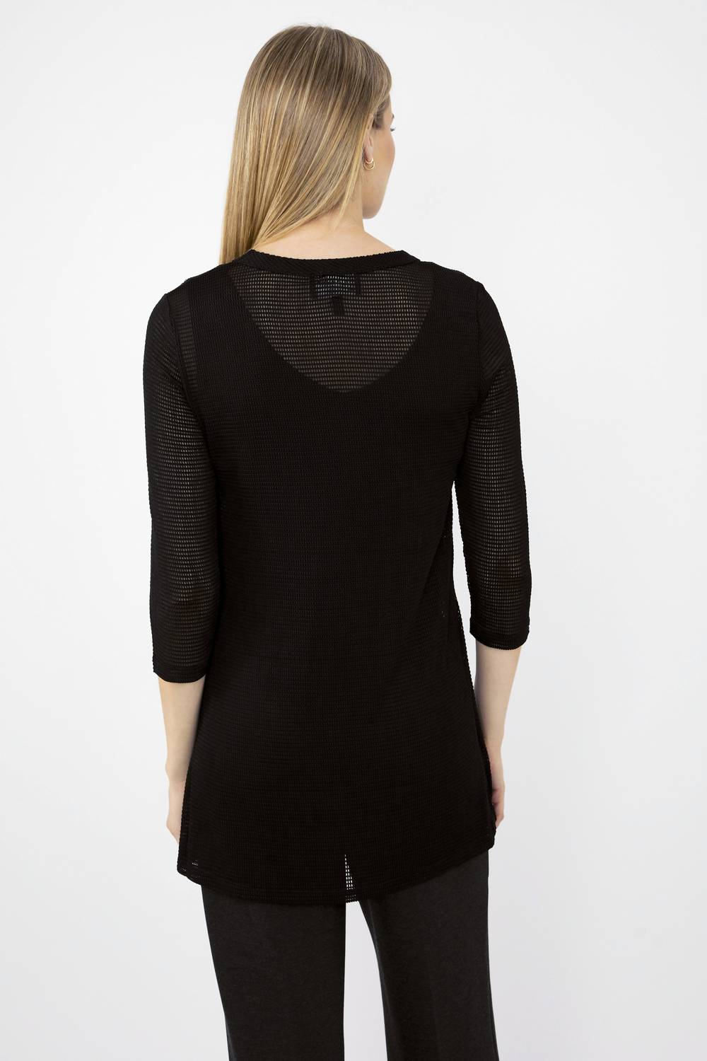 Frank Lyman - Knit Mesh High-low Top With Rhinestones