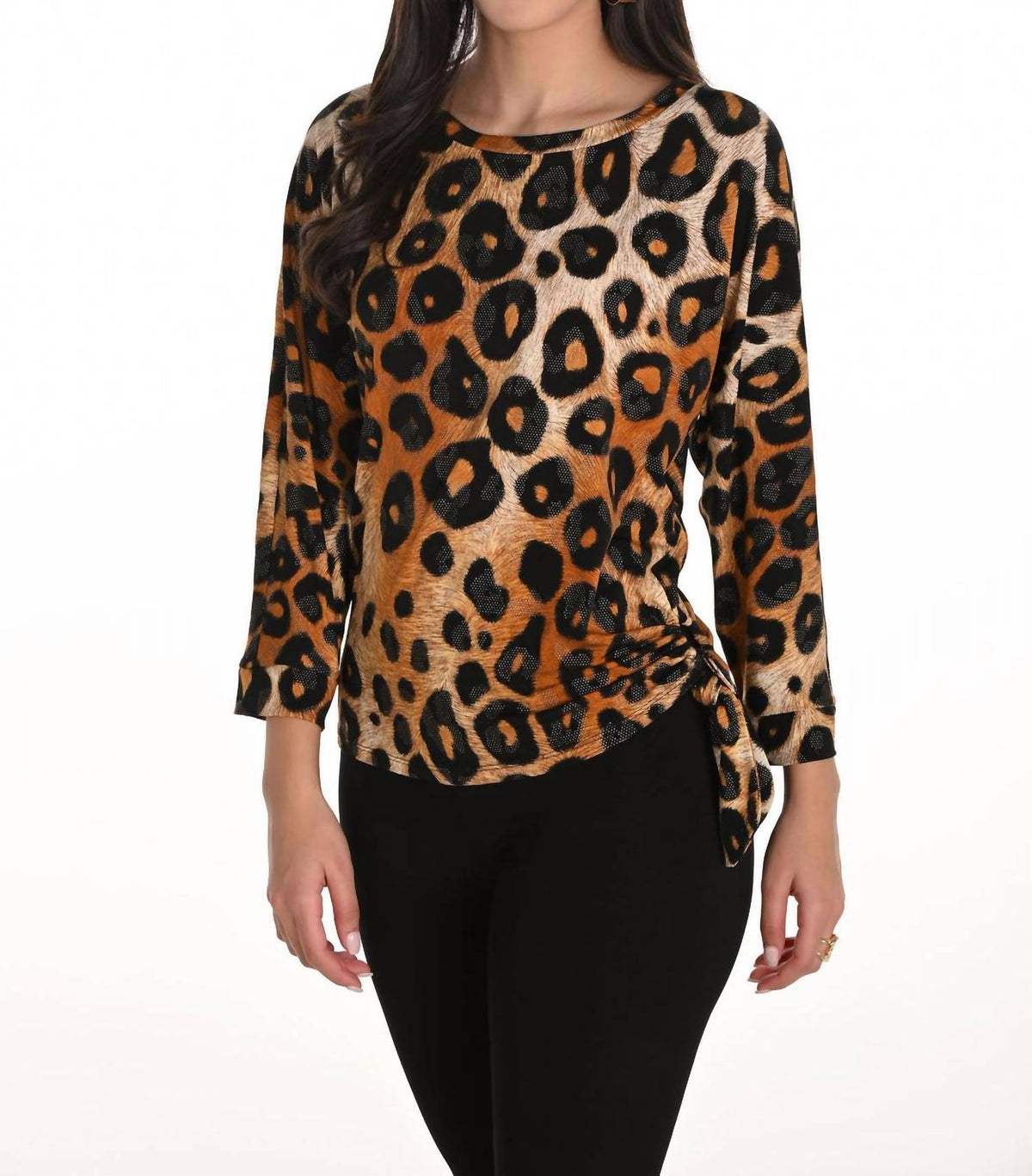 Frank Lyman - Leopard Print Boat Neck Pullover