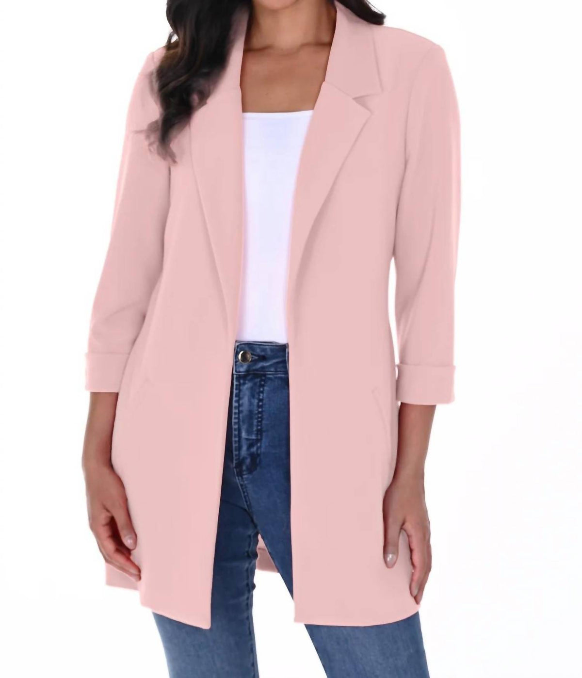 Frank Lyman - Open Front Collared Knit Blazer
