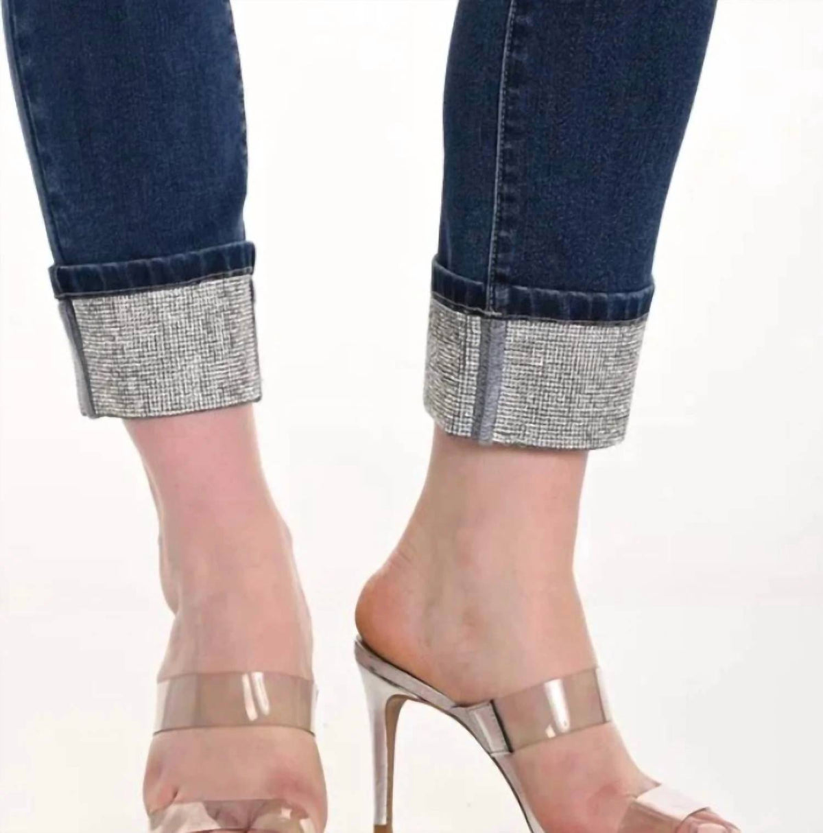Frank Lyman - Rhinestone Cuff Denim Pant