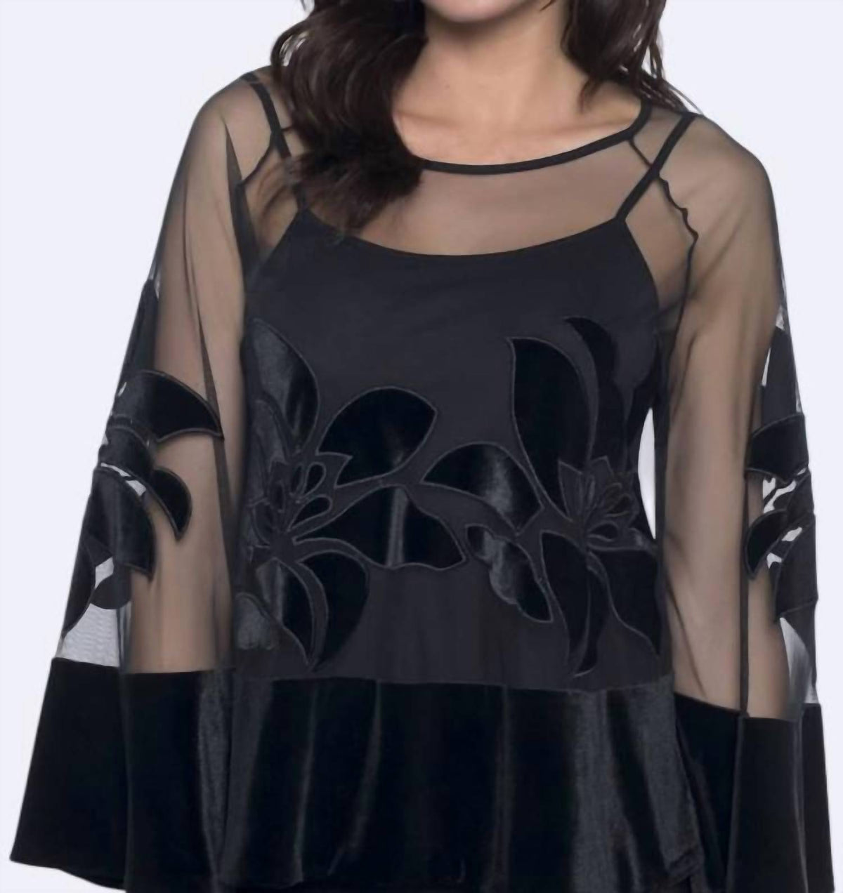 Frank Lyman - Semi-transparent Velvet Insert Top