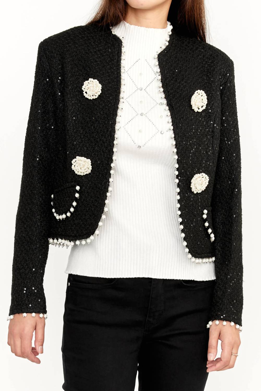 Frank Lyman - Sequin Bolero Jacket With Pearls