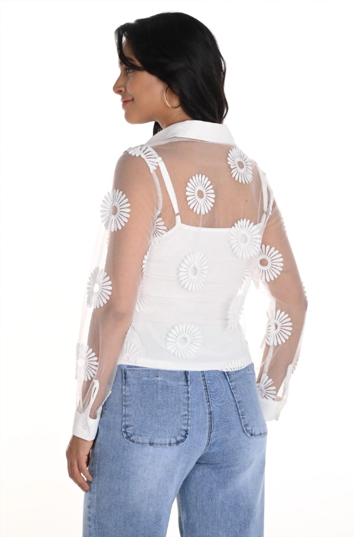 Frank Lyman - Sheer Daisy Button Down w/ Cami