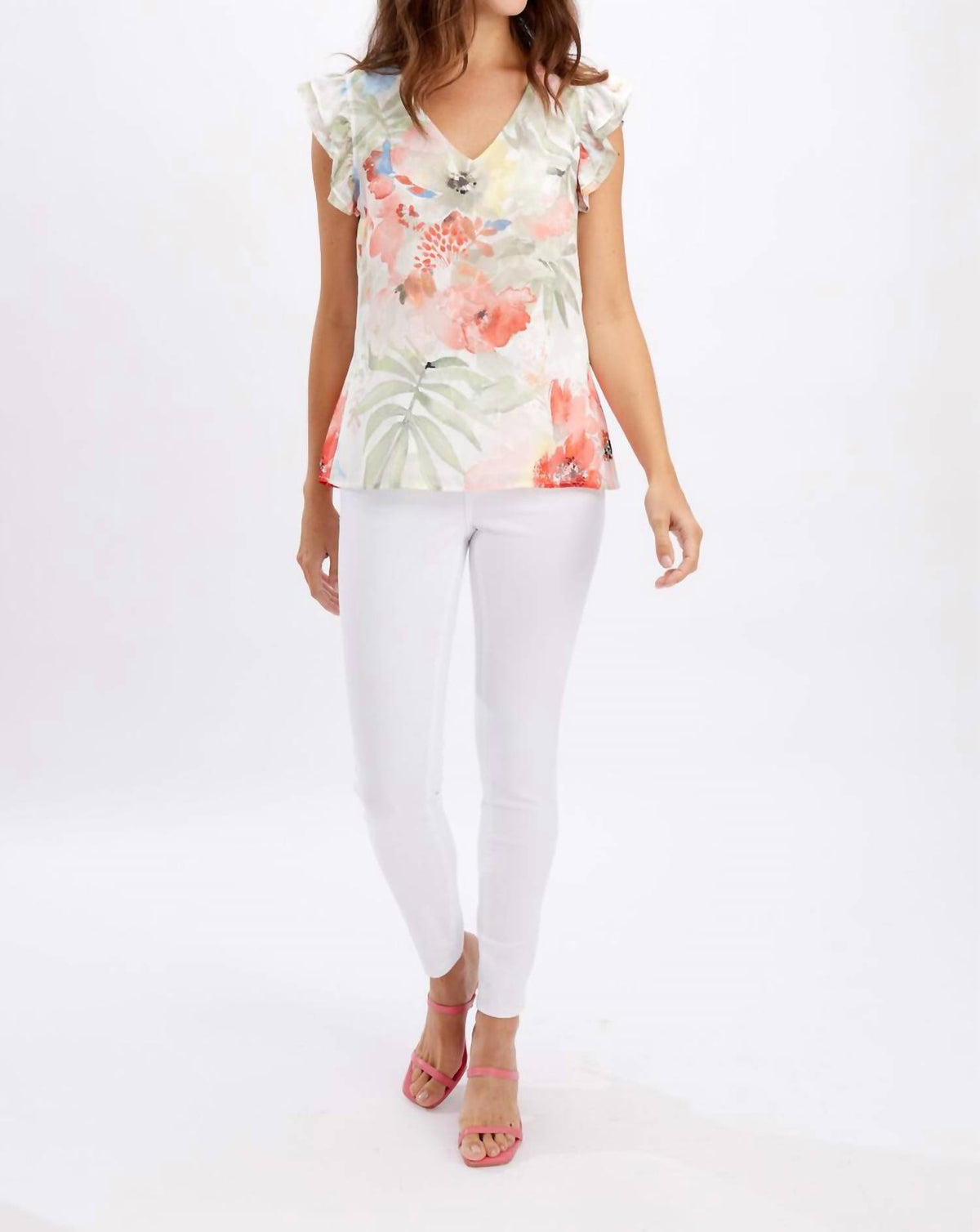 Frank Lyman - V-neck Floral Pullover