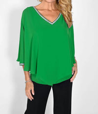 Frank Lyman - V Neck Overlay Top