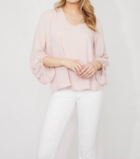 Frank Lyman - V-neck Puff Sleeve Pullover Top