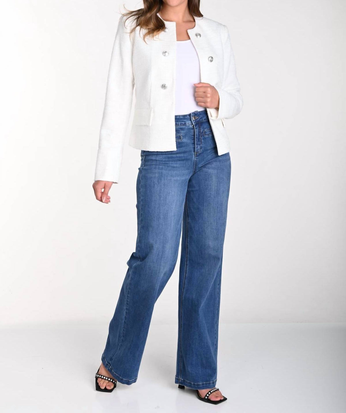Frank Lyman - Woven Denim Wide Leg Jeans