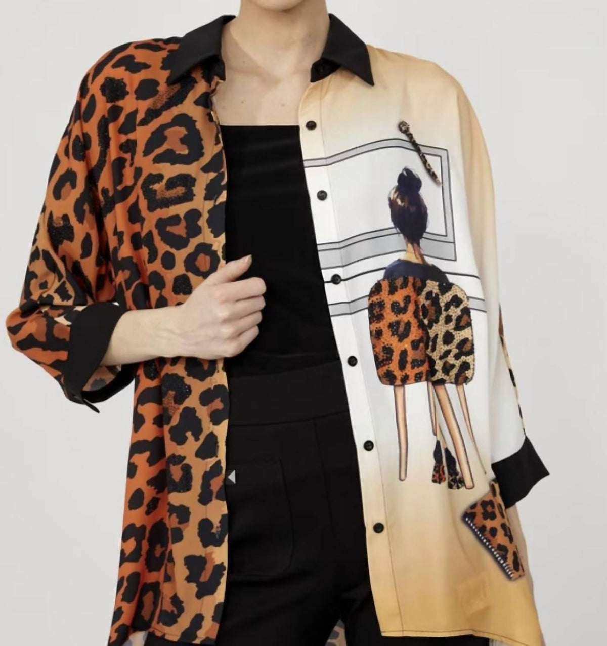 Frank Lyman - Woven Leopard Print Blouse